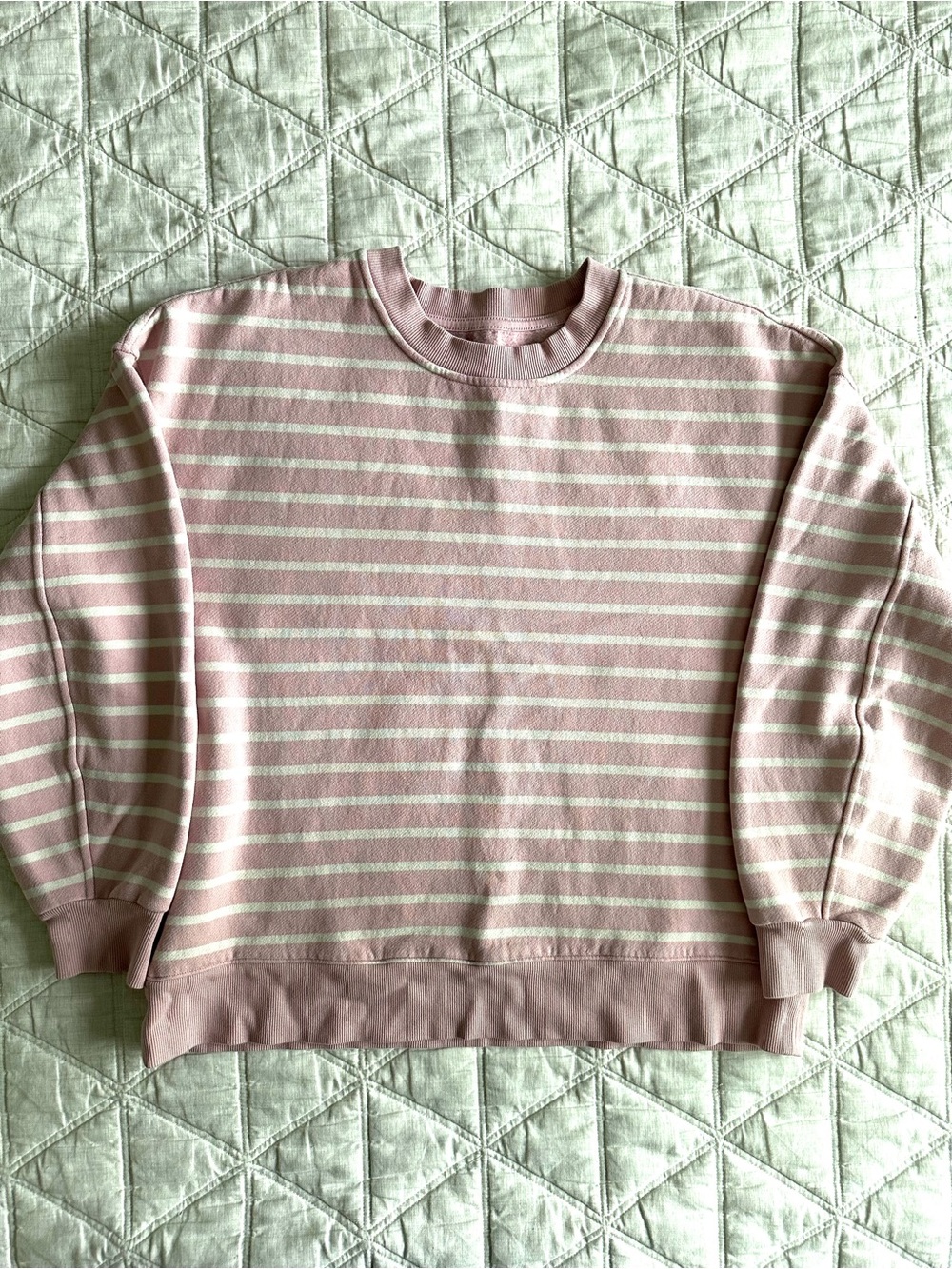 Lululemon Pink and White Striped Sweatshirt